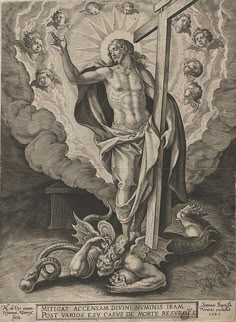 the crucifix is depicted in this engraving by an unknown artist, who has been