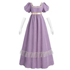 PRICES MAY VARY. ♡[FABRIC]- Crafted from soft flannelette, the piece is enhanced with a smocked bodice and glod ribbon belt closure for added texture. It is a combination of elegance and romance. Package includes the purple renaissance dress, a pair of white wedding gloves, a glod ribbon belt and gemstone brooch. ♡[INSPIRATION]- This victorian dress from draws inspiration from Regency-era art and design. It also draws on many images that have appeared in classic movies: Pride and Prejudice dress