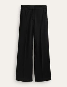 Westbourne Ponte Trousers - Black | Boden US Long Jersey Dress, Satin Shirt Dress, Wideleg Pants, Ponte Fabric, Womens Knit Dresses, Ponte Pants, Blouse Pants, Satin Shirt, Work Wear Women