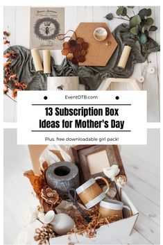 a box filled with candles and other items for mother's day