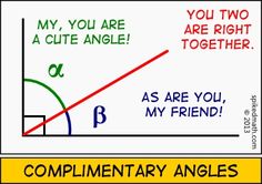 a piece of paper with an image of two angles and the words complementary angles on it