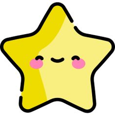 a yellow star with pink cheeks and eyes