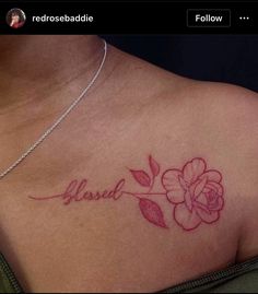 a woman's chest with the word love tattooed on it