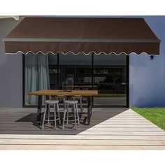 an awning on the outside of a house