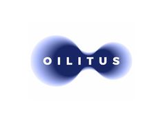 the logo for oilitus is shown on a white background with blue swirls