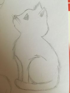 a drawing of a cat sitting down looking up