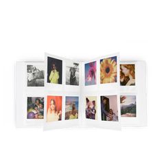 an open photo book with multiple pictures on it