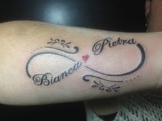 a person with a tattoo on their arm that says, bianco piera