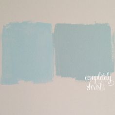 two shades of blue paint with the words completely christ written on them