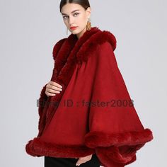 Red Shawl Cape For Fall, Elegant Red Winter Shawl, Red Winter Cape Shawl, Red Winter Cape One Size, Red Long Sleeve Poncho, One Size, Hooded Poncho, Poncho Cape, Warm Coat, Womens Clothing Sizes