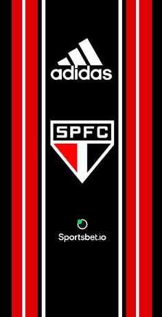 the adidas logo and sportsbetio logos are on black, red, and white stripes