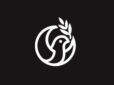 a black and white logo with an image of a bird in the middle of it