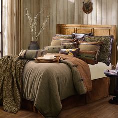 highland lodge comforter set Rustic Bedroom Bedding, Chalet Bedroom, Queen Bedskirt, King Bedskirt, Leaf Pillow, Embroidery Leaf, Suede Pillows, Comforter Bed, Reversible Comforter