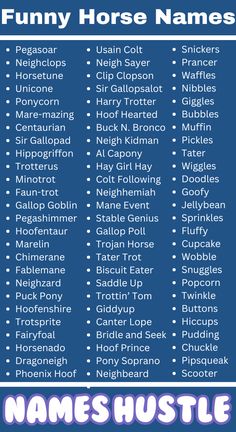 a poster with the names of many horse names