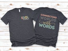 ** Please note: Orders placed after December 8 may not arrive by Christmas.  We will still do our best to fulfill all orders as quickly as possible.  We appreciate your understanding.  Happy Holidays  This t-shirt is perfect for ESOL teachers who are proud of their profession. The front features the words "ESOL Teacher" while the back showcases the phrase "Connecting Worlds with Words." Made with high-quality materials, this t-shirt is comfortable to wear and easy to care for. Show off your love Esol Classroom, English Language Development, Esl Teachers, English Language Learners, Teacher Tees, Teacher Tshirts, Workout Tshirts, Unisex Tshirt, Stylish Shirts