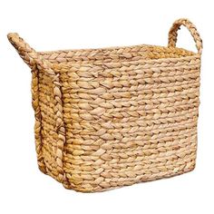 a large woven basket with handles