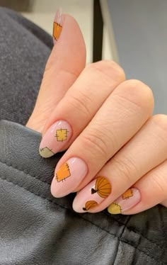 Scarecrow Patch Nails, Patchwork Nail Designs, Creative Fall Nails, Scare Crow Nails, Fall Patchwork Nails, Scarecrow Nail Art, Thanksgiving Nails Turkey, Scarecrow Nails Designs, Fall Vibes Nails