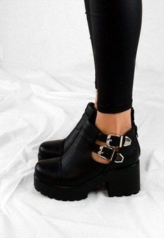 FAITH Chunky Heel Cut Out Grip Platform Buckle Ankle Boots Shoes Prom, Cinderella Shoes, Boating Outfit, Buckle Ankle Boots, Prom Shoes, Fall Shoes, Crazy Shoes, Formal Shoes, Louboutin Shoes