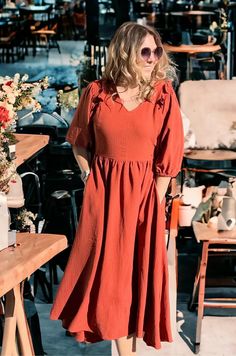 Midi-Length Nursing Dress- Burnt Orange 2.0 Nursing Dress For Wedding, Formal Nursing Dress, Nursing Dress Breastfeeding, Postpartum Tummy, Nursing Dresses, Breastfeeding Friendly Dresses, Nursing Friendly Dress, Breastfeeding Dress, Nursing Hoodie