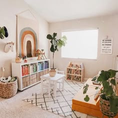 a living room filled with furniture and lots of plants