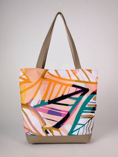 Take the art in your hands with one of the unique painted patterns of Bardo Art Works. Stylish, practical and comfortable bag for everything that you need. The highlight of the bag is the original hand painted Bardo design printed on resistant textile. The handles and the bottom of the bag are made of high quality vegan leather with high level of resistance. Inside the bag has a large pocket that holds up to 12" tablet or ultrabook and three different sized pockets for your phone, wallet and ballpoint pens.  ► Size: - Height - 14.2" - Handles length - 10.6" - Width at the top - 15" - Width at the bottom - 11.4" - Depth at the bottom - 4.7" ► Pockets:  - Large pocket: Height 7.9" x Width 14.2", holds up to 12" MacBook Air or tablet  - Medium pocket: Height 5.5" x Width 6.3" - Two small pock Rectangular Bags With Artwork For Daily Use, Artistic Tote Canvas Bag For Travel, Artsy Tote Bags For Shopping, Artistic Travel Tote Canvas Bag, Artsy Shopping Tote Bag, Artistic Large Capacity Canvas Travel Bag, Artsy Everyday Bags With Artwork, Colorful Artistic Bags For Everyday Use, Artistic Multicolor Canvas Bag For Everyday Use