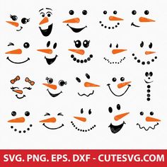 snowman faces with different expressions for svg eps dxf and png