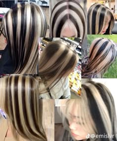 #skunk #blondehair #blackhair Hair Color Streaks, Brunette Hair With Highlights, Highlights Brown Hair