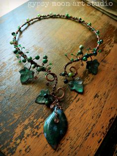 Ivy Torc - beautiful! Fairy Jewelry, The Ivy, Wire Necklace, The Witch, Buy Handmade, Beads And Wire, Jewelry Projects, Wire Wrapped Jewelry