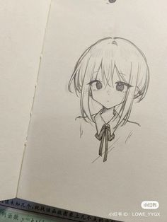 a drawing of a girl with long hair wearing a tie and looking at the camera