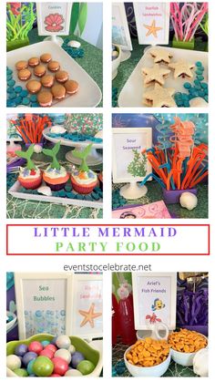 the little mermaid party food is ready to be eaten and put on display for guests