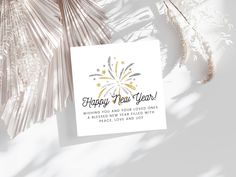 a new year's card with fireworks on it