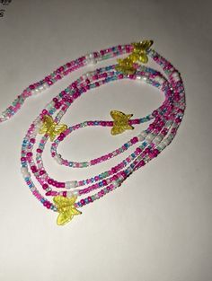 Traditional Tie-on Waistbeads with 8/0 glass beads in Spring Mix accented with Yellow Butterflies. Make a great gift for any occasion. Can be used to track your weight or make you feel like the Queen you are. Just Keep Moving, Yellow Butterflies, Spring Mix, Yellow Butterfly, Belly Chain, Watch Chain, Keep Moving, Seed Pearl, Czech Beads