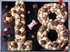 the number eight is made out of chocolate and marshmallows