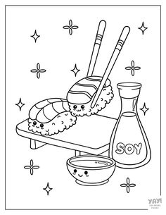 Kawaii sushi Kawaii Coloring Pages, Blank Coloring Pages, Coloring Pages Free Printable