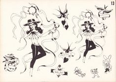 an old fashion drawing of some women in hats and costumes with tattoos on their arms