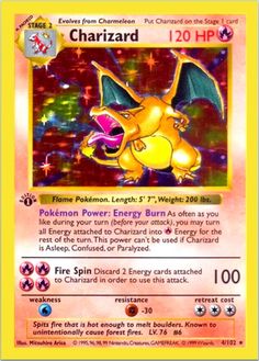 a pokemon card with the name charizard on it