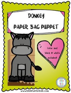 a donkey with a sign that says donkey paper bag puppet