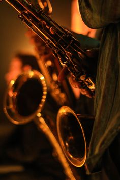 a close up shot of a saxophone