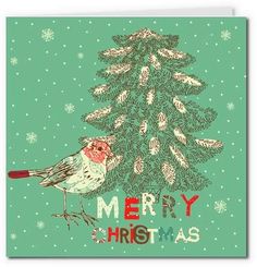 a christmas card with a bird on it