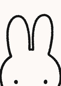 a black and white drawing of a bunny's face