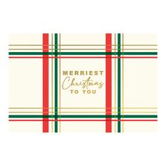 merry christmas to you card with red, green and yellow plaid pattern on the front