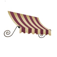 a brown and white striped awning on a white background