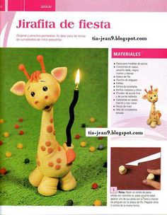 the instructions for making a toy giraffe with a candle in its mouth and hands