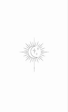 a black and white drawing of the sun and moon