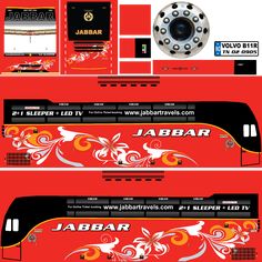 an advertisement for the jabar electric train is shown in red and black with white swirls