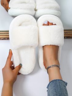 White Preppy Collar   Plain Bedroom Slippers Embellished   Women Shoes Pijamas Women, Women Slippers Fashion