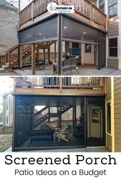 the before and after pictures of a screened porch