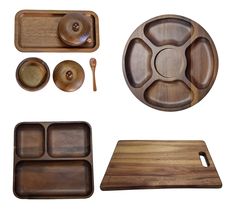 the wooden trays are ready to be used as serving dishes and utensils