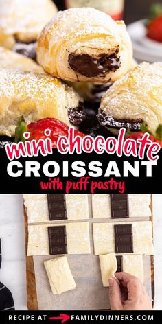 mini chocolate croissants with puff pastry recipe at familyinners com - click to see the recipe