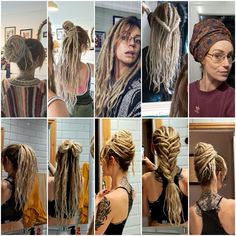 10 cute ways to wear your dreads Styling Half Head Dreadlocks, Ways To Style Dreads, Synthetic Dreads Hairstyles, Dread Journey, Alternative Hairstyles, Female Dreads, Dyed Dreads